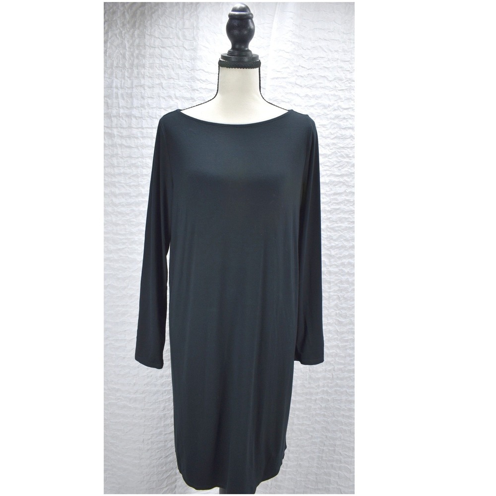 J. Jill Wearever Black Long Sleeve Boat Neck Tunic Dress Small